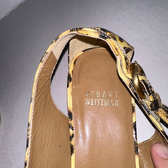 Stuart Wietzman Leather Animal Print Peep Toe Slip On‎ Flats Shoes Womens 7.5 M - Picture 6 of 8